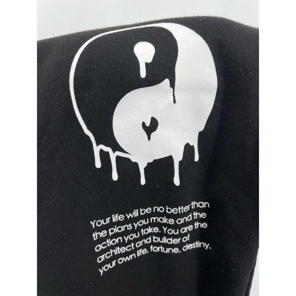 Brooklyn‎ Cloth Good Vibes Yin Yang Split Black White Sweatpants Joggers Large - Picture 9 of 9
